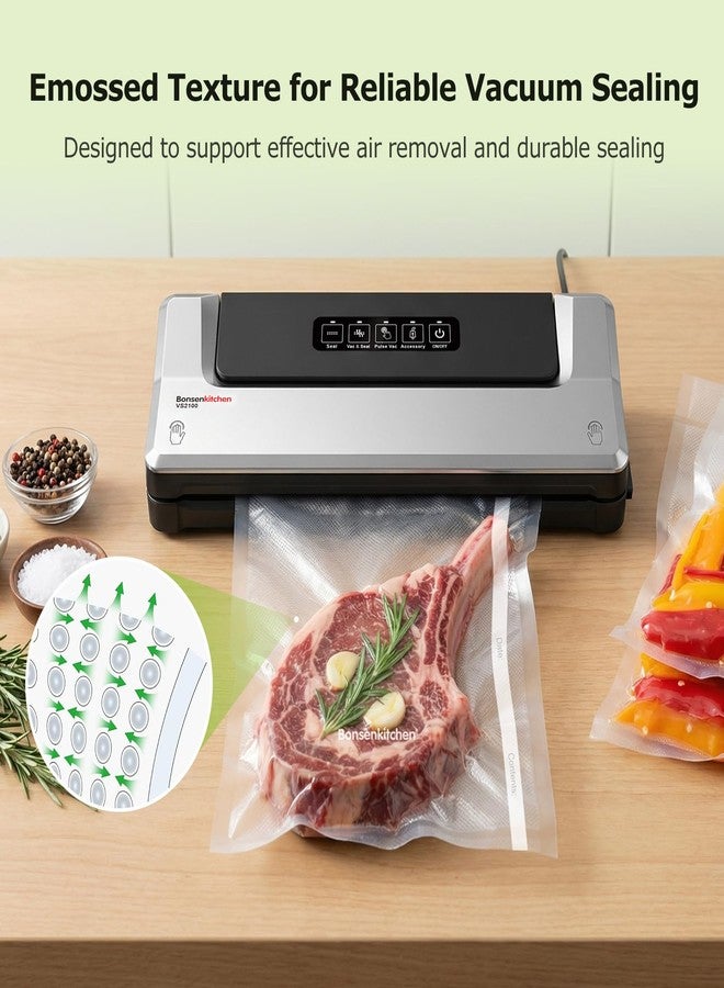 Bonsenkitchen Vacuum Sealer Rolls Bags, 6 Pack 3 Rolls 11" x 16' + 3 Rolls 8" x 16',Commercial Grade, Heavy Duty, BPA Free, Food Storage Bags - Image 2