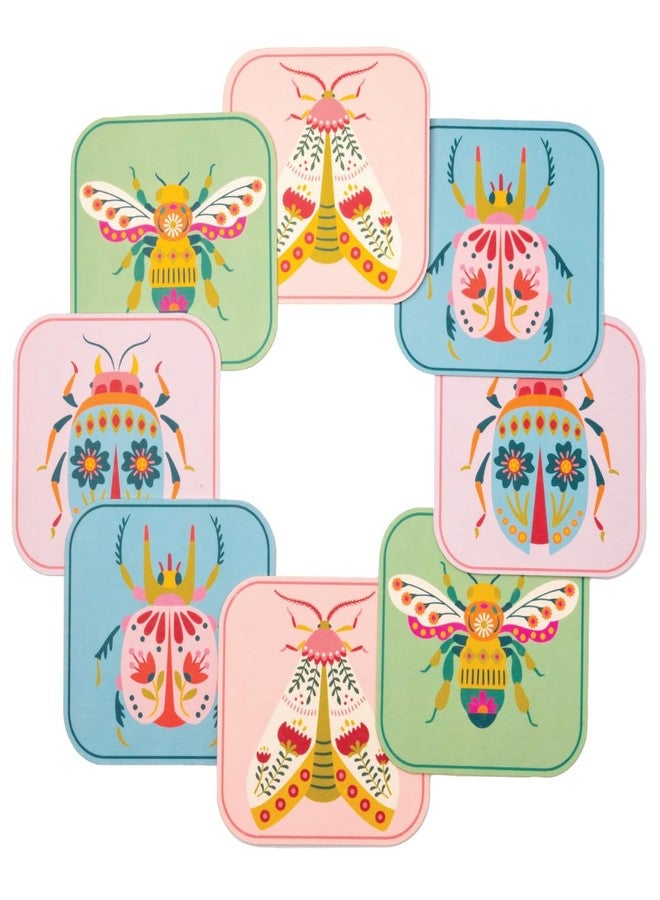 Karma, Paper Coasters 8-Pack, Cocktail Paper Coasters in 4 Different Designs, Disposable Elegant Paper Coasters for Tea Party Baby Shower Bridal Shower Birthday Wedding, Bugs - Image 1
