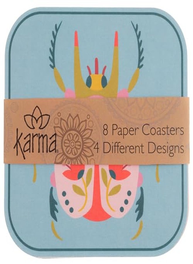 Karma, Paper Coasters 8-Pack, Cocktail Paper Coasters in 4 Different Designs, Disposable Elegant Paper Coasters for Tea Party Baby Shower Bridal Shower Birthday Wedding, Bugs - Image 4