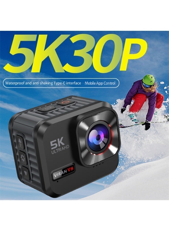 VIRAN 5K Ultra High Definition Action Camera 30FPS - 160° Wide Angle Outdoor Waterproof & Anti-Shake Sports Cam, Durable Design for Swimming, Camping, Climbing, Skating and All Outdoor Activities, Perfect Vlogging Camera for Travelers and Sports Enthusiasts - Image 1
