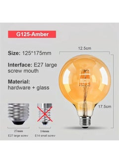 HUA QIANG WANG Vintage E27 Edison Bulbs LED Light Bulbs 60W Equivalent,2200K Warm White,Antique Amber Glass Decorative Bulbs,G125 6W LED Filament Bulb,Yellow Light  - Image 2