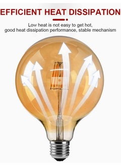 HUA QIANG WANG Vintage E27 Edison Bulbs LED Light Bulbs 60W Equivalent,2200K Warm White,Antique Amber Glass Decorative Bulbs,G125 6W LED Filament Bulb,Yellow Light  - Image 3