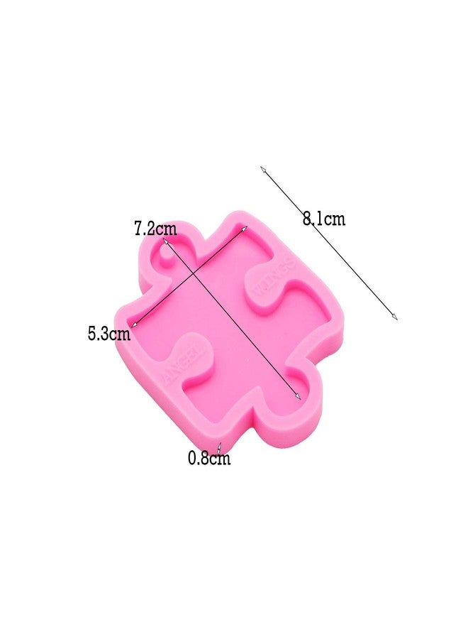 Angel Wings 2Pcs Puzzle Silicone Molds Necklace Keychain Mold Keychain Resin Jewelry Making Silicone Mold Handmade Craft Tool Keychain Silicone Mould - Image 3
