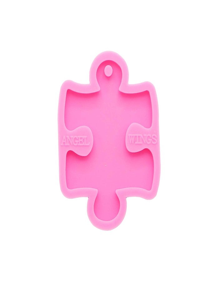 Angel Wings 2Pcs Puzzle Silicone Molds Necklace Keychain Mold Keychain Resin Jewelry Making Silicone Mold Handmade Craft Tool Keychain Silicone Mould - Image 4