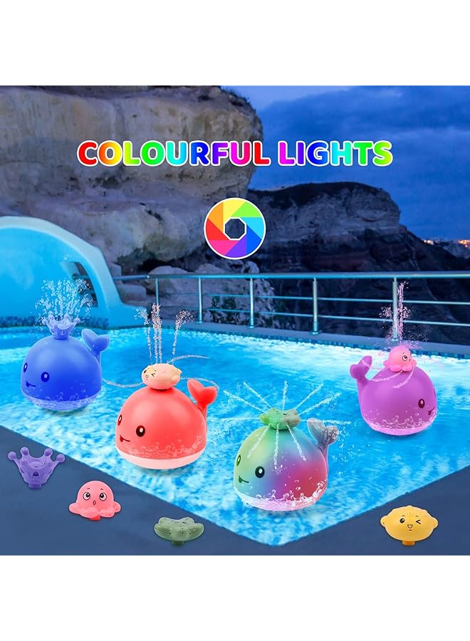 سيوسي لعبة حمام الحوت الصغير مع أربعة أوضاع رش، نافورة حمام مضيئة مقاومة للماء للأطفال الرضع والأطفال الصغار من عمر 6 إلى 18 شهرًا، تصميم أملس وآمن، مثالية للمسبح وحوض الاستحمام، رمادي - Image 2