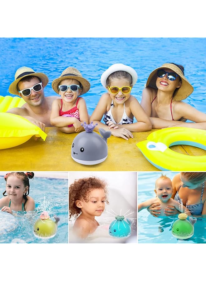 سيوسي لعبة حمام الحوت الصغير مع أربعة أوضاع رش، نافورة حمام مضيئة مقاومة للماء للأطفال الرضع والأطفال الصغار من عمر 6 إلى 18 شهرًا، تصميم أملس وآمن، مثالية للمسبح وحوض الاستحمام، رمادي - Image 3