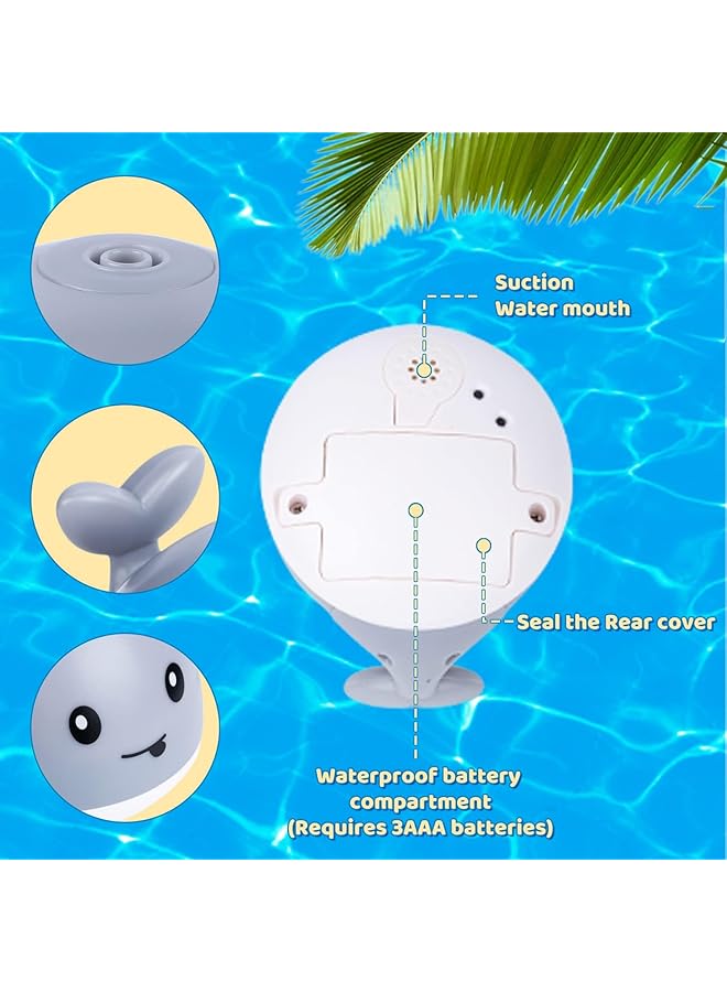 سيوسي لعبة حمام الحوت الصغير مع أربعة أوضاع رش، نافورة حمام مضيئة مقاومة للماء للأطفال الرضع والأطفال الصغار من عمر 6 إلى 18 شهرًا، تصميم أملس وآمن، مثالية للمسبح وحوض الاستحمام، رمادي - Image 5