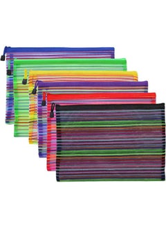 Generic Colorful Stripes Organizer Bag with Zipper, Perfect for Documents A4 Paper Filler  - Image 1