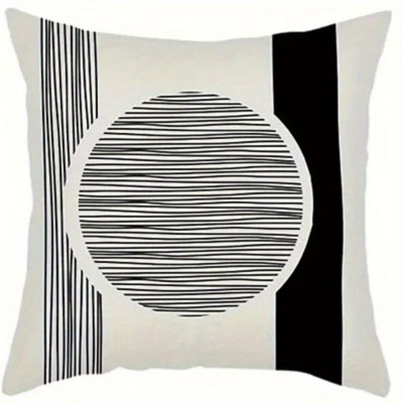 4 Modern Art Throw Pillows 45x45 Cm Black White Geometric Patterns for Living Room Sofa Decorative Cushions Soft Material - Image 5