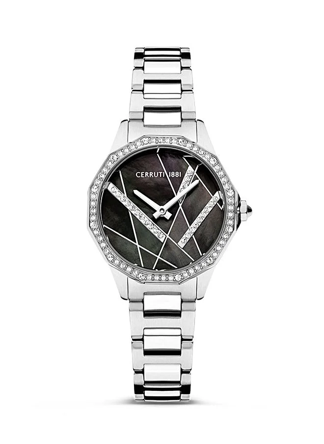 CERRUTI 1881 Womens Round Shape Stainless Steel Analog Wrist Watch CIWLG2225901 30 mm Silver