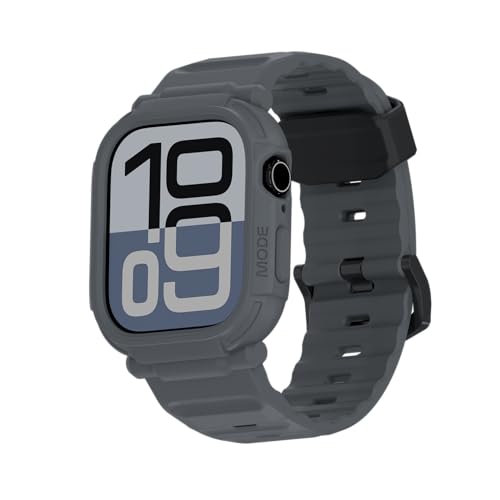 elkson Bands Case for Apple Watch Series 11 10 46mm for Men Rugged Heavy Duty Bumper Tactical Strap Quattro Pro 20 Series for iWatch Military Grade Durable Protective Cover Shockproof Grey - Image 1