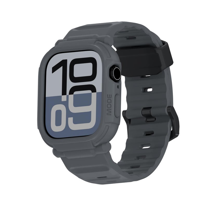 elkson Bands Case for Apple Watch Series 11 10 46mm for Men Rugged Heavy Duty Bumper Tactical Strap Quattro Pro 20 Series for iWatch Military Grade Durable Protective Cover Shockproof Grey - Image 2
