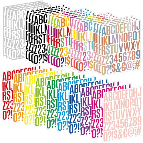 Metsyth Letter Stickers 30 Sheets 1500 PCS Large Alphabet Stickers 2 Inch Vinyl Self Adhesive Stick on Sticker for Water Bottles Cup Mailbox Number Address Craft Scrapbooking Bulletin Board Decor Multicolor - Image 1