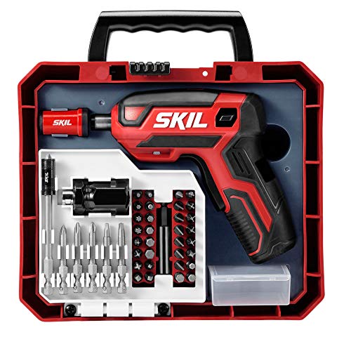 SKIL Rechargeable 4V Cordless Pistol Grip Screwdriver with 42pcs Bit Set, USB Charger and Carrying Case - SD5618-03 - Image 1