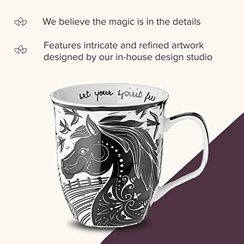 Karma Gifts 16 oz Black and White Boho Mug Horse - Cute Coffee and Tea Mug - Ceramic Coffee Mugs for Women and Men - Image 4