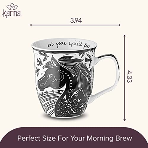 Karma Gifts 16 oz Black and White Boho Mug Horse - Cute Coffee and Tea Mug - Ceramic Coffee Mugs for Women and Men - Image 5
