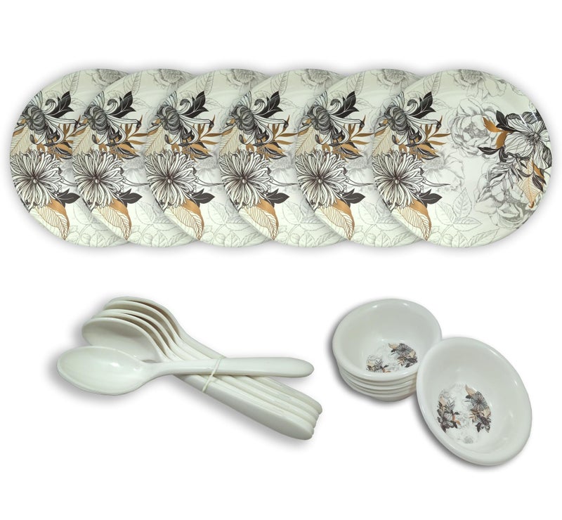 Inpro قم بترقية تجربة تناول الطعام الخاصة بك مع مجموعة العشاء المكونة من 18 قطعة من الميلامين والتي تشمل 6 أطباق كاملة و6 سلطانيات و6 ملاعق. - Image 3