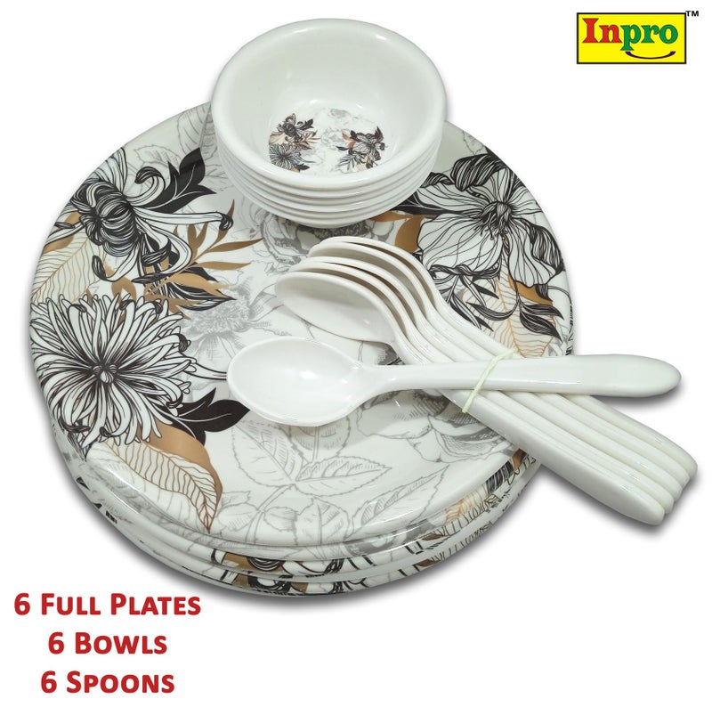 Inpro قم بترقية تجربة تناول الطعام الخاصة بك مع مجموعة العشاء المكونة من 18 قطعة من الميلامين والتي تشمل 6 أطباق كاملة و6 سلطانيات و6 ملاعق. - Image 4