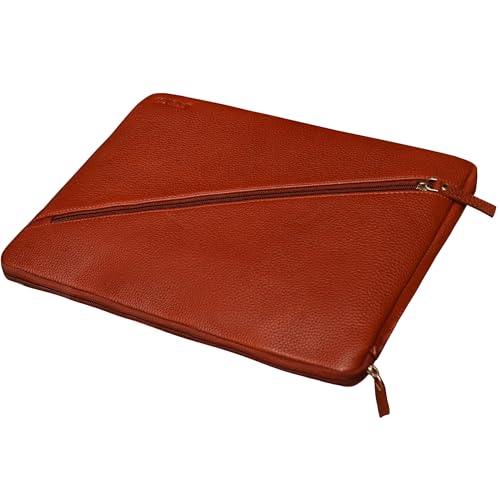 ABYS Genuine Leather 14 Inch Light Brown Laptop Sleeve & Slipcase for Men and Women (8619LB) - Image 3