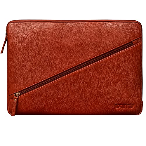 ABYS Genuine Leather 14 Inch Light Brown Laptop Sleeve & Slipcase for Men and Women (8619LB) - Image 1