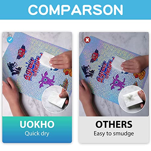 UOKHO Holographic Printable Sticker Paper for Inkjet & Laser Printer, 20 Sheets Holographic Vinyl Sticker Printer Paper Waterproof Self-Adhesive - 8.5 x 11 Inch, Dots Style - Image 4