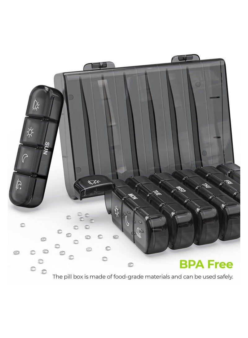 كابتن تيك Weekly Pill Organizer 4 Times a Day with 7 Daily Large Pill Box Cases to Hold Fish Oils Vitamins Supplements Medication - Image 2