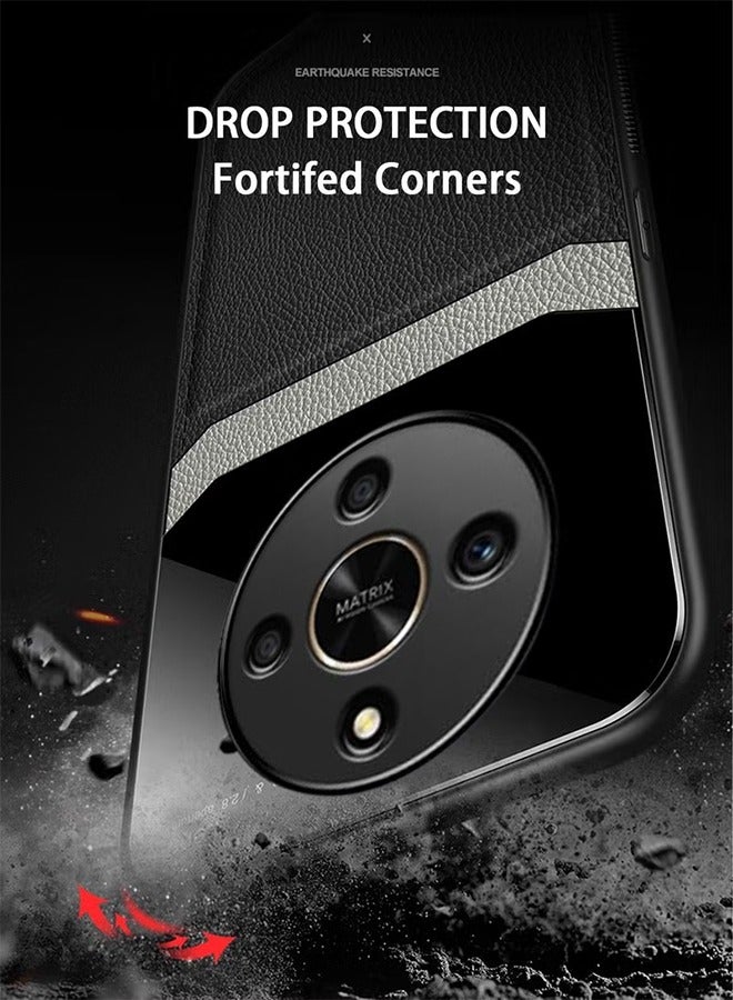 Delicate Compatible with HONOR X9b 5G Case Premium Leather Slim Protective Business Design Luxury Rugged Shockproof Anti-Scratch Non-Slip Phone Cover with Soft Edge Cases (Black) - Image 4