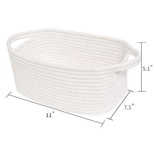 ABenkle Small White Basket Soft Woven Storage Bins Baskets for Cat Dog Toys Organizer Decorative Shelves Closet Organizing Basket Chest Box Empty Gift Baskets - Image 3