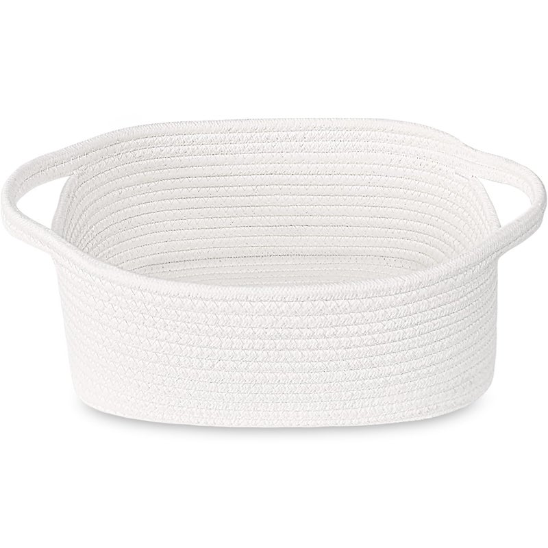 ABenkle Small White Basket Soft Woven Storage Bins Baskets for Cat Dog Toys Organizer Decorative Shelves Closet Organizing Basket Chest Box Empty Gift Baskets - Image 2