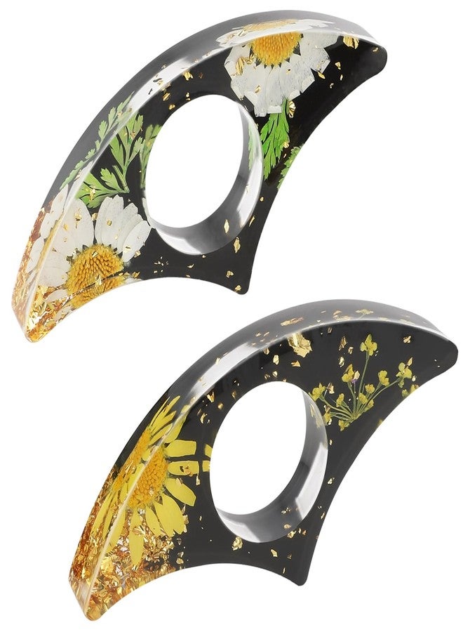 cobee Dried Flower Book Holder, 2 Pieces Handmade Thumb Book Page Holder Resin Reading Accessories Ring Book Opener Floral Bookmark for Teachers Book Lovers - Image 1