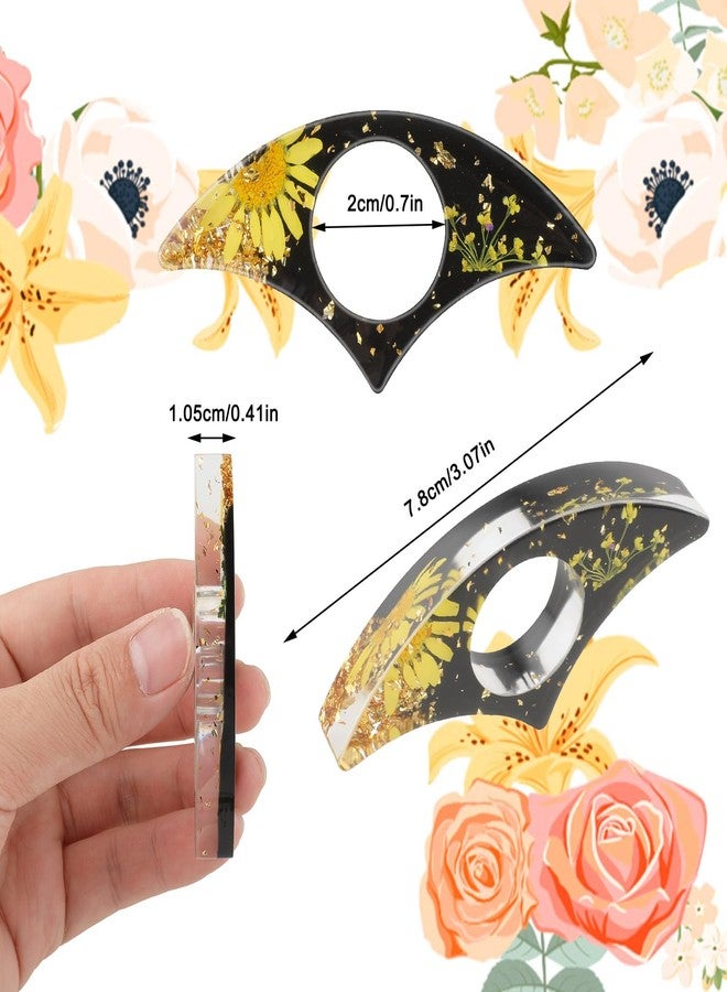 cobee Dried Flower Book Holder, 2 Pieces Handmade Thumb Book Page Holder Resin Reading Accessories Ring Book Opener Floral Bookmark for Teachers Book Lovers - Image 3