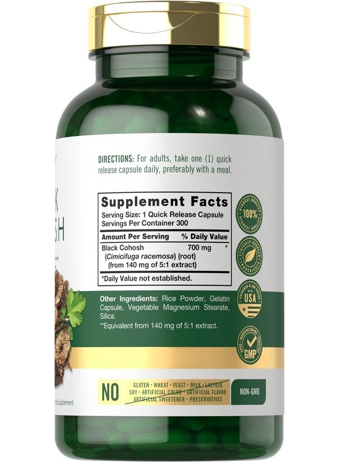 Carlyle كبسولات بلاك كوهوش | 700 ملغ | 300 حبة | خالية من الكائنات المعدلة وراثيًا وخالية من الغلوتين | مكمل مستخلص جذر بلاك كوهوش - Image 2