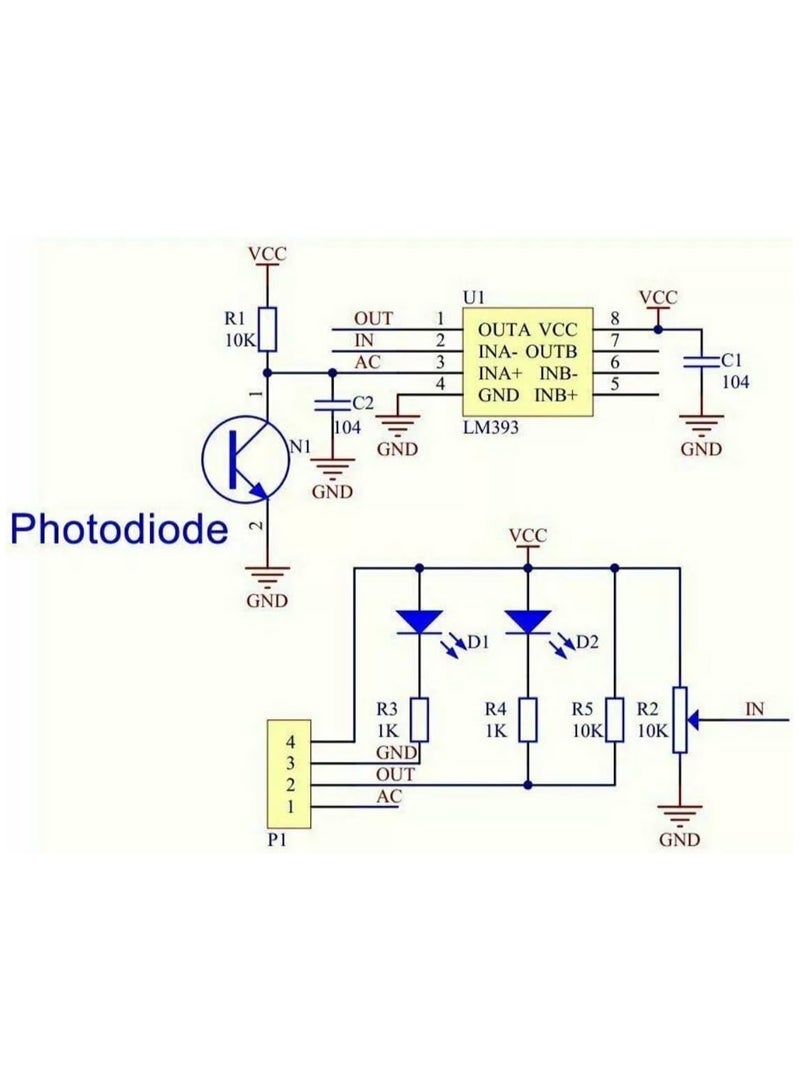 4 PIN Photodiode Module LM393 Light Sensor Detection Switch Module Compatible with Arduino Raspberry Pi Photosensitive Diode