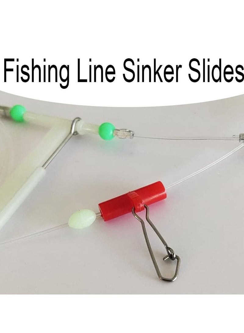 Fishing Line Sinker, 40 Pcs Slides T-shape Line, Fishing Finder Clip with Duo Lock Snapsfor Sea Fishing, Red - Image 3