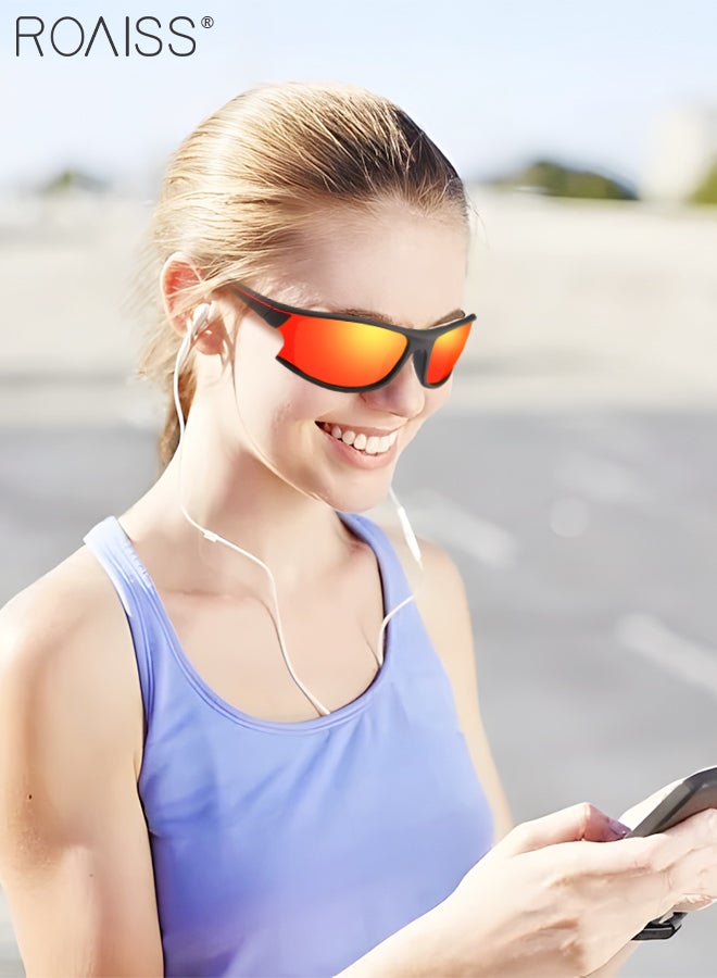 roaiss Polarized Sports Sunglasses for Men and Women, UV400 Protection Cycling Glasses, Bicycle Anti-Dust Goggles for Baseball, Running, Driving Fishing, Golf, Black and Red - Image 2
