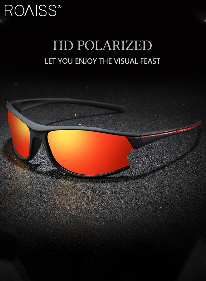 roaiss Polarized Sports Sunglasses for Men and Women, UV400 Protection Cycling Glasses, Bicycle Anti-Dust Goggles for Baseball, Running, Driving Fishing, Golf, Black and Red - Image 3