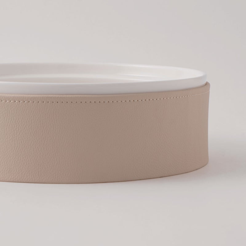 La Mesa Porcelain Tagine With Plain Beige Leather Coat, White, 7" - Image 4