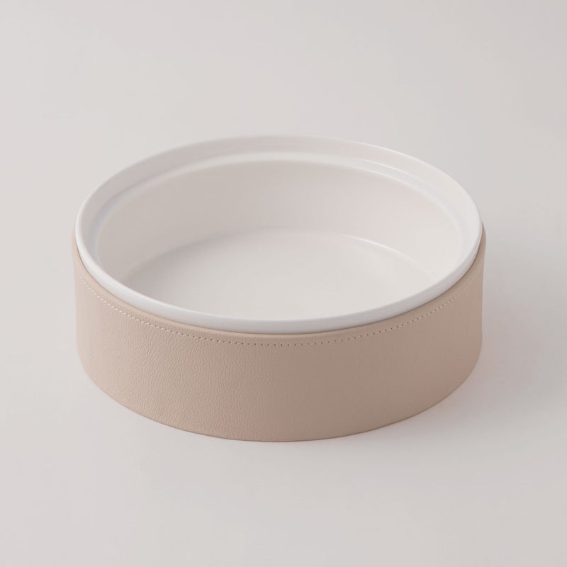 La Mesa Porcelain Tagine With Plain Beige Leather Coat, White, 7" - Image 3