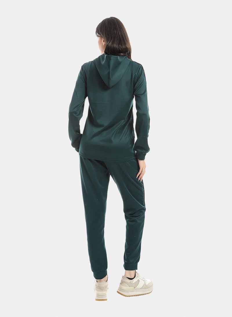 Andora Dark Teal Long Sleeves Hooded Zipped Tracksuit_Green - Image 3