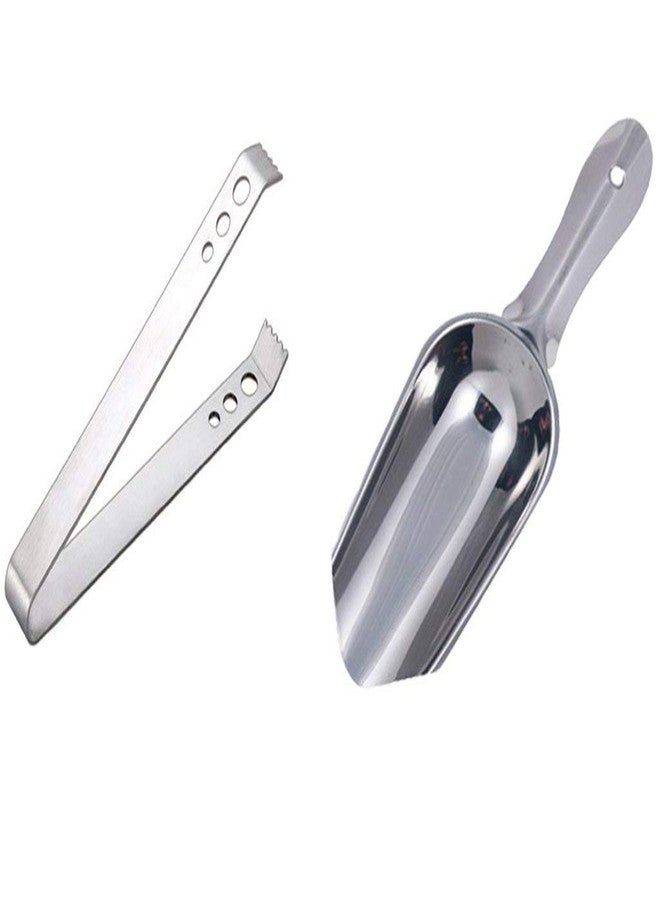 finality Stainless Steel Plain Bar Set, Silver, Set of 2 Pieces, Ice Picker, Ice Tong, Bar Tools for Home Bar Accessories, Mini Bar, Bar Set for Gift - Image 1