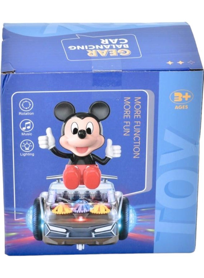 Toy Box Spinning Mickey Mouse Balance Car With Music And 4D Light Toy Bump And Go Type Toys For Kids 