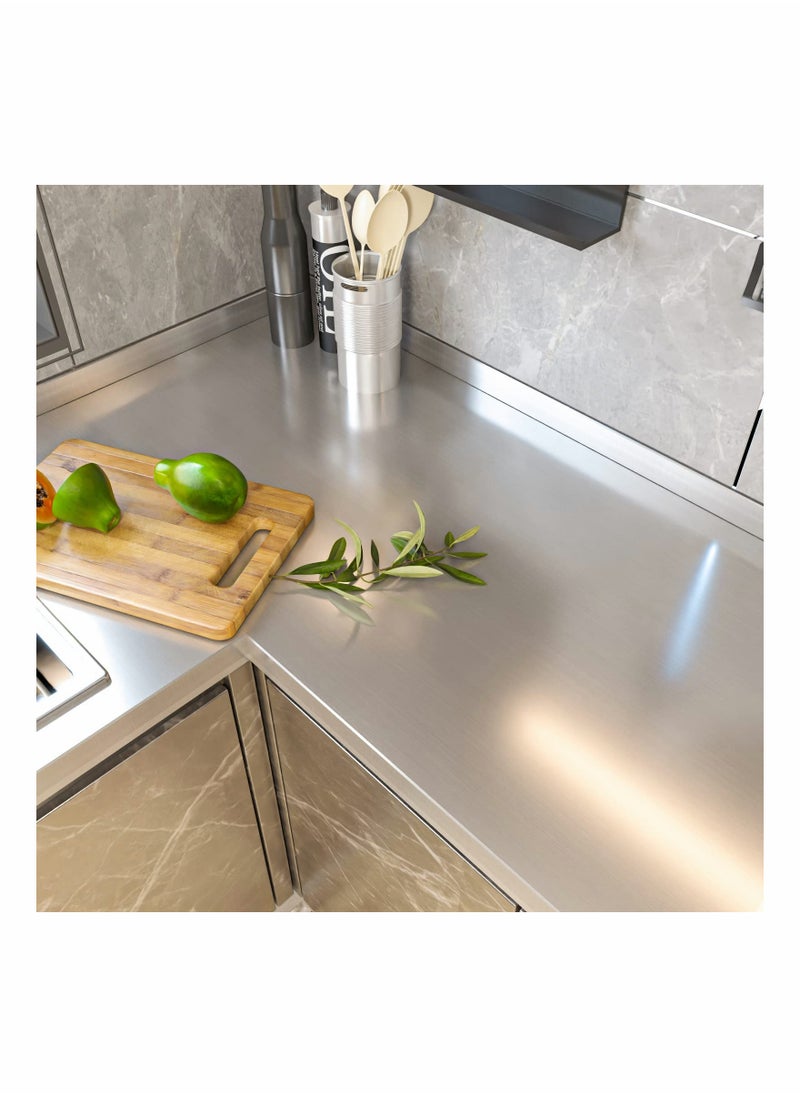 SYOSI - Silver Wallpaper Peel and Stick Wallpaper Contact Paper Silver Metallic Wallpaper Silver Metal Look Wallpaper Stainless Steel Self Adhesive Appliances Wallpaper DIY Cabinets Liner Decor - Image 1