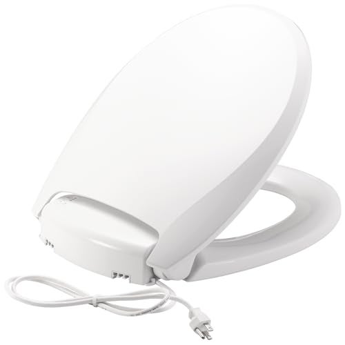 Bemis Radiance Heated Night Light Toilet Seat, Slow Close Adjustable Fit Long Lasting Plastic Seat, Round, White - Image 1
