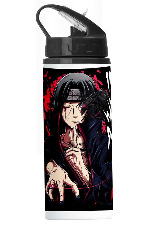 PrintingZone Compatible Print with Itachi Uchiha Sipper Water Bottle Anime Printed Straw Bottle for Boys Girls School BLKN1171 - Image 2