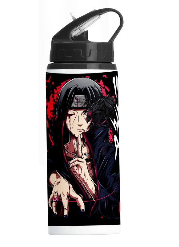 PrintingZone Compatible Print with Itachi Uchiha Sipper Water Bottle Anime Printed Straw Bottle for Boys Girls School BLKN1171 - Image 1