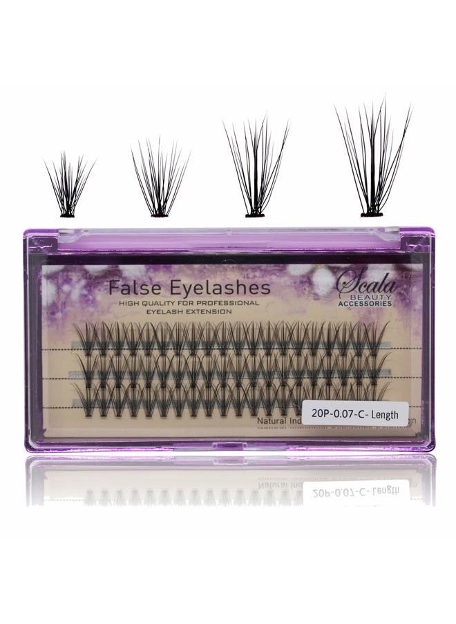 Bodermincer 8mm/10mm/12mm/14mm/16mm to Choose Thickness 0.07mm C Curl Individual Flare False Eyelashes 20 Hairs/Cluster Fake Lashes False Eyelashes Extension (12mm)  - Image 1