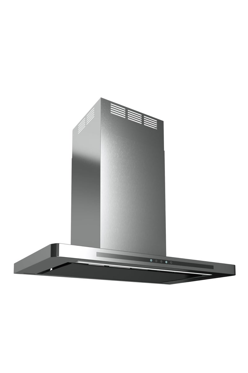 ELBA - 90cm Wall-Mounted Kitchen Hood - 1000m³/h Airflow - 3+1 Speed - Booster + Timer - LED Lights - Touch Control - Glass Panel Perimetral Aspiration - Aluminum + Carbon Filters - Italian Technology