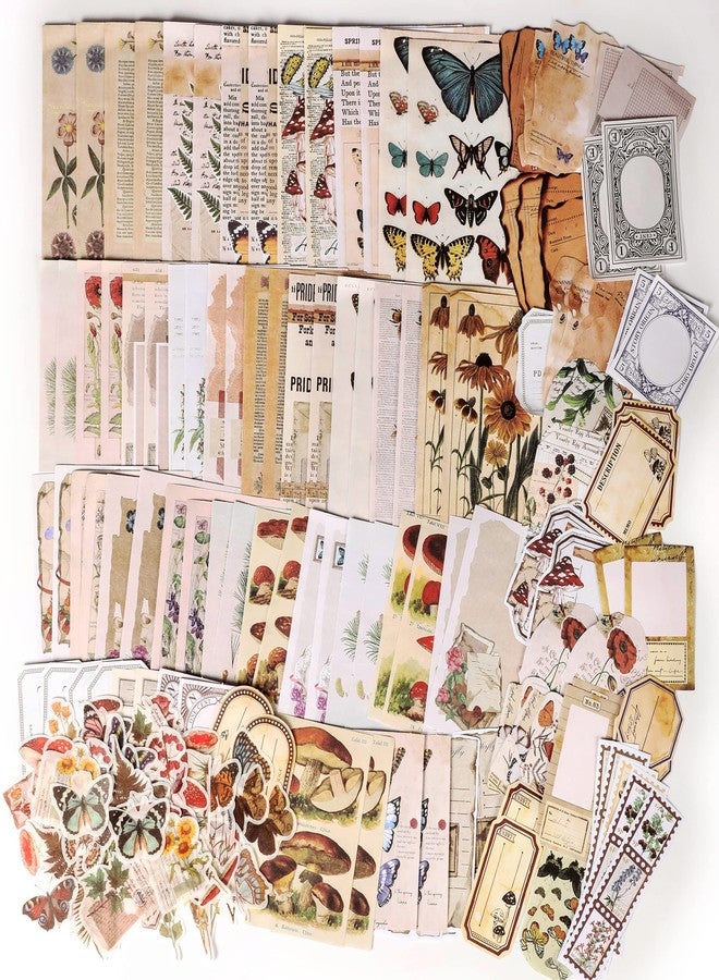 EWPJDK 200 Pieces Vintage Scrapbook Supplies Pack for Junk Journal Planners DIY Paper Stickers Vintage Ephemera Pack Decoupage for Art Journaling Bullet Craft Notebooks Collage Aesthetic Gifts (Plant) - Image 1