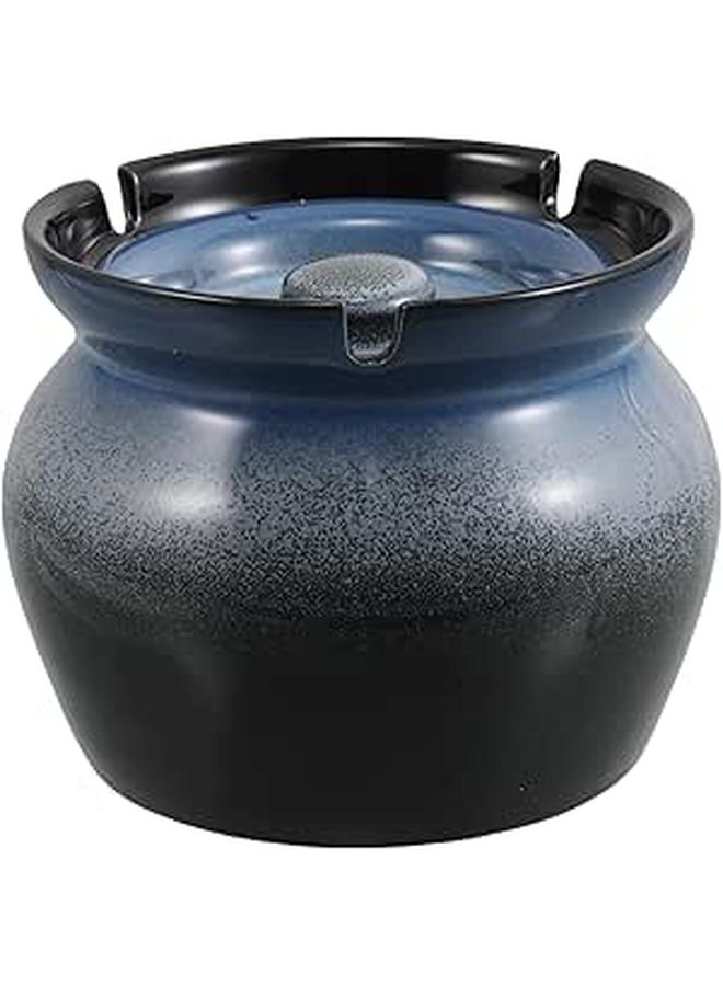 Large Ceramic Ashtray With Lid Blue Gradient Windproof For Indoor Outdoor Tabletop Smoking Decorative Home Patio Balcony - Image 1