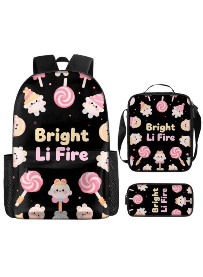 واضح من النار حقيبة كرتونية من ثلاث قطع، يسهل التعامل معها في مناسبات مختلفة (متوفرة للطلاب والأطفال والأصدقاء في النزهايات وتسلق الجبال والتعليم المدرسي وما إلى ذلك) | الكتفين + حقائب اليد + حقائب القرطاسية | موسم العودة إلى المدرسة / هدايا المهرجان - 40 - Image 2